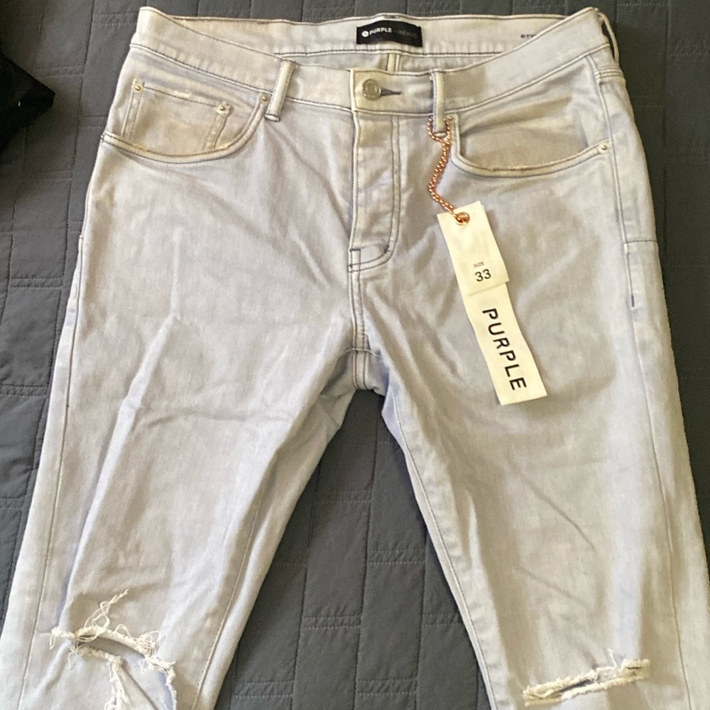 Men's Slim Straight Jeans in Light Grey - Size 33